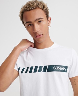 Superdry Core Logo Sport Stripe Férfi Pólók Fehér | IAPZC4280